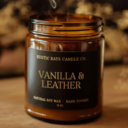 Vanilla+Leather 9oz Soy Candle